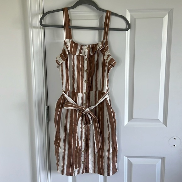 Thread & Supply Brown Striped Size Medium Dress - Picture 1 of 7